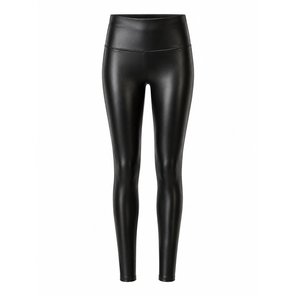 SPANX Faux Leather Leggings Women M Black High Rise Y2K Streetwear Indie